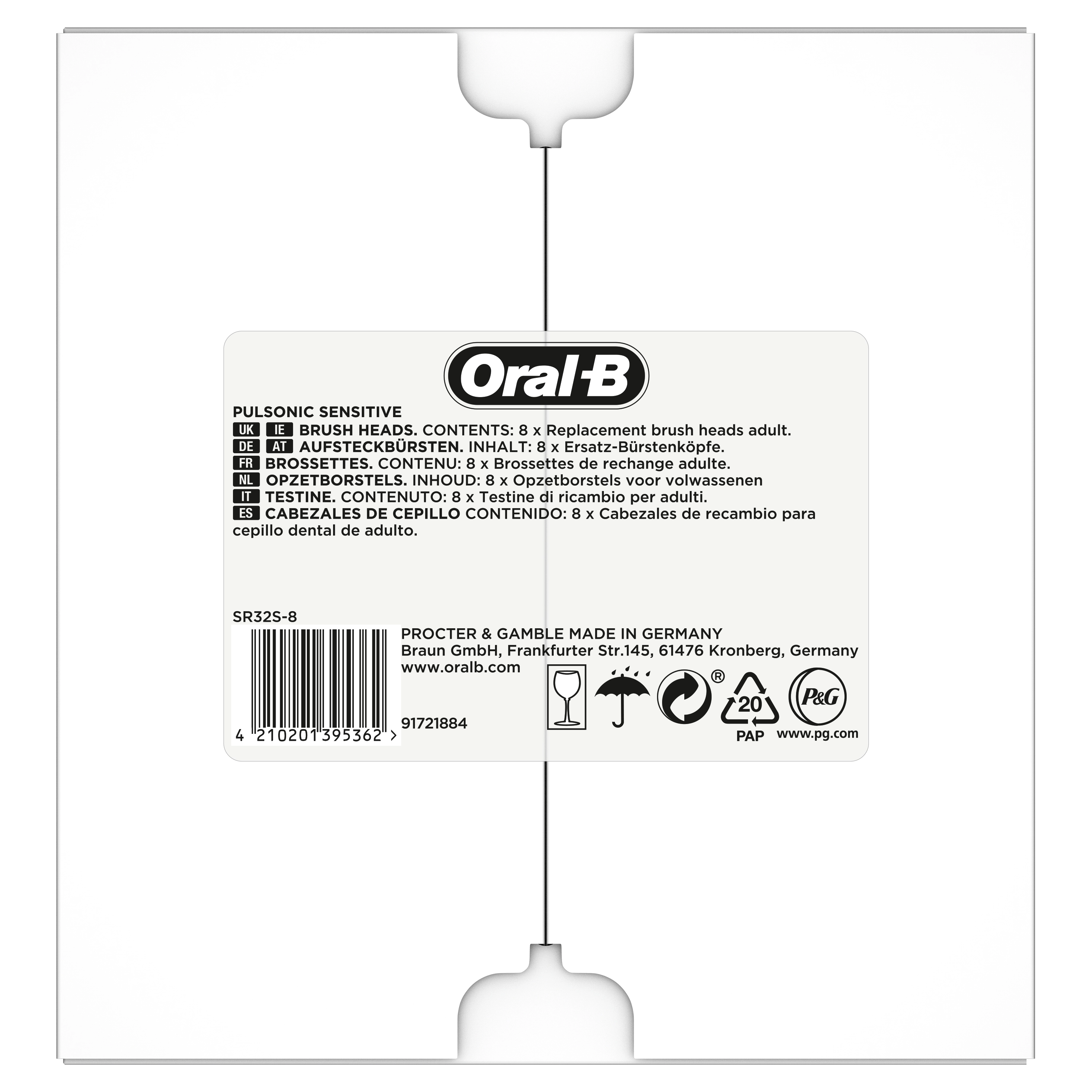 Precision Clean - Pack of 8 Toothbrush Heads White