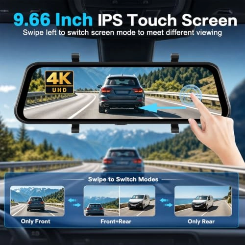 9.66 Inch Mirror Dash Cam - 4K 25FPS