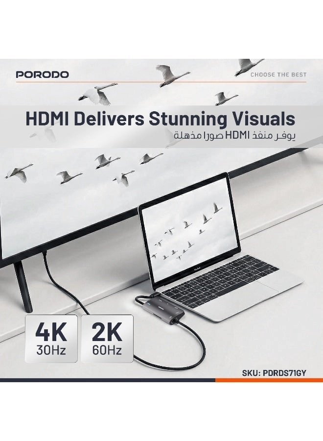7-in-1 USB-C Hub - 4K@30Hz 100W PD