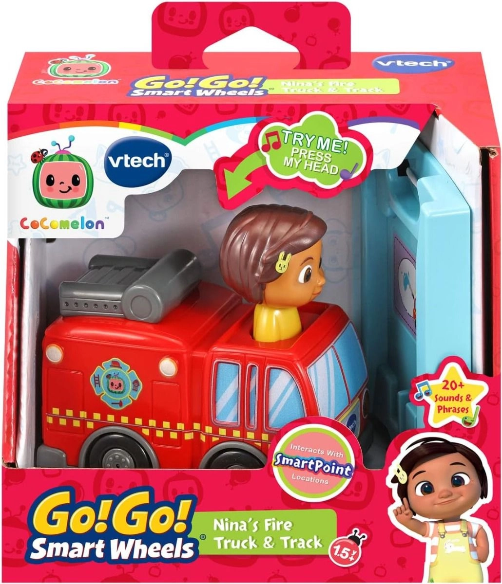 Cocomelon Go! Go! Smart Wheels Nina’s Fire Truck & Track - Fire Sounds & Songs