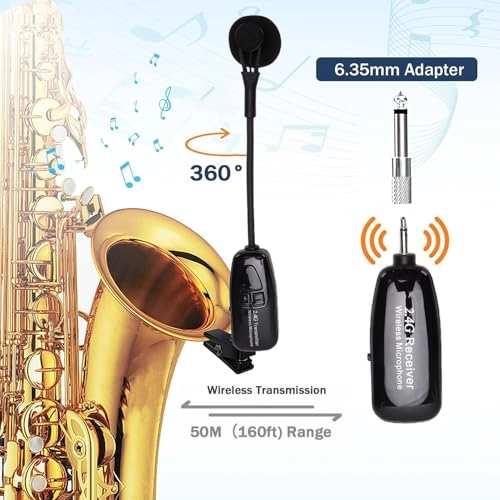 Saxophone Wireless Microphone System - 1 microphone 2.4G