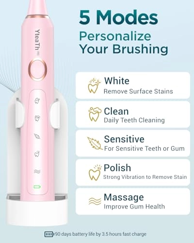 Y05U - 8 Toothbrush Heads 90 Days Battery Life 5 Brushing Modes