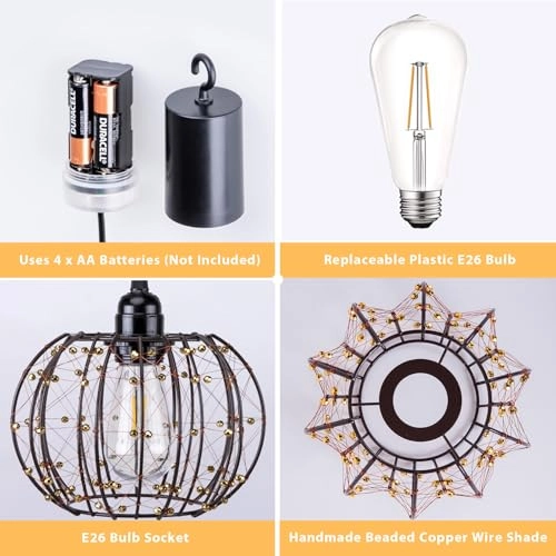 Battery Operated Hanging Outdoor Chandelier - Red Copper 2