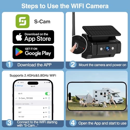 Magnetic Solar WiFi Hitch Camera - Night Vision Wireless 1080P