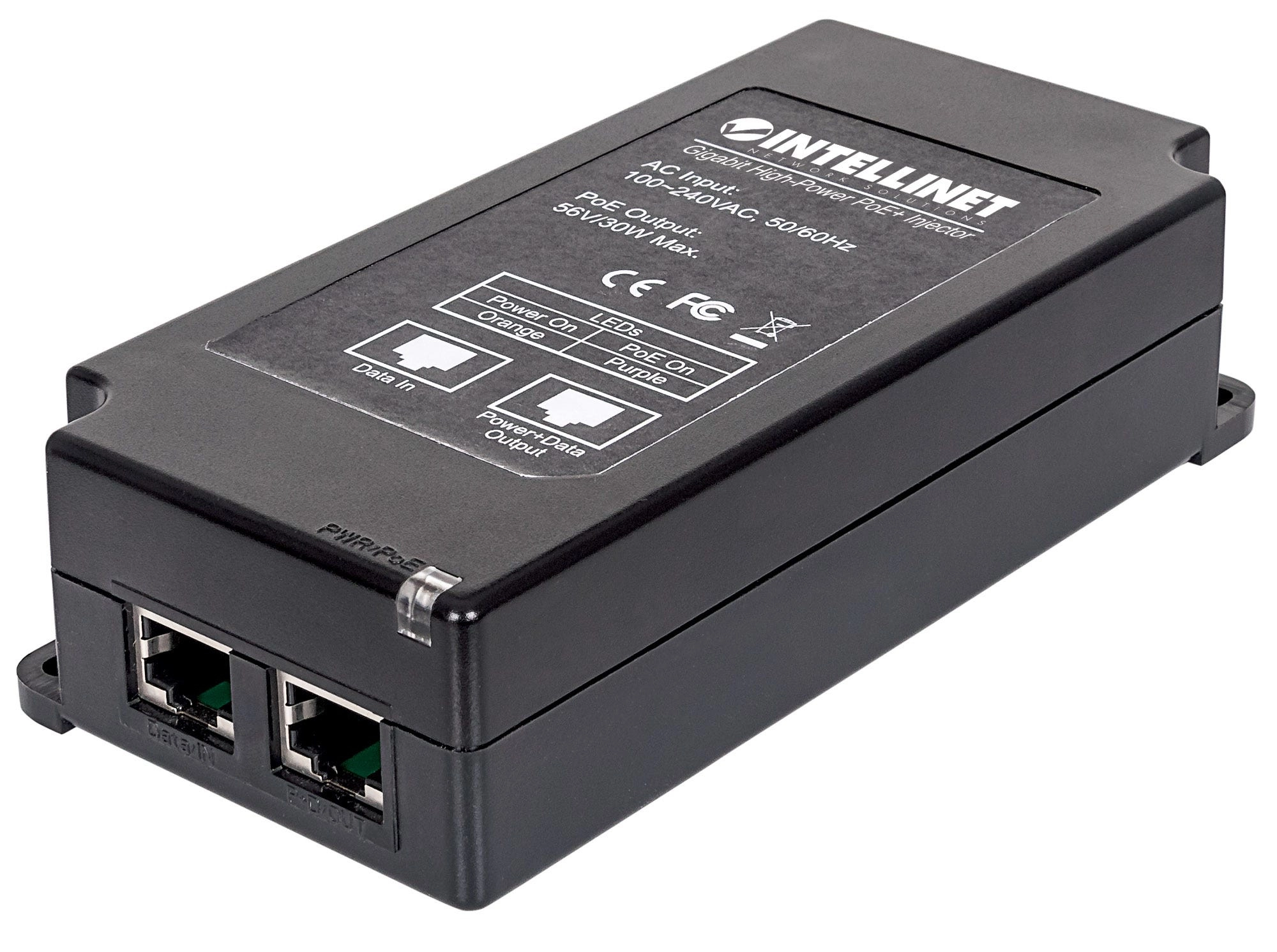 Industrial Gigabit High-Power PoE+ Injector - 45 – 56 V 30 W 1 x RJ45 IEEE 802.3af/at 10/100/1000Base-T