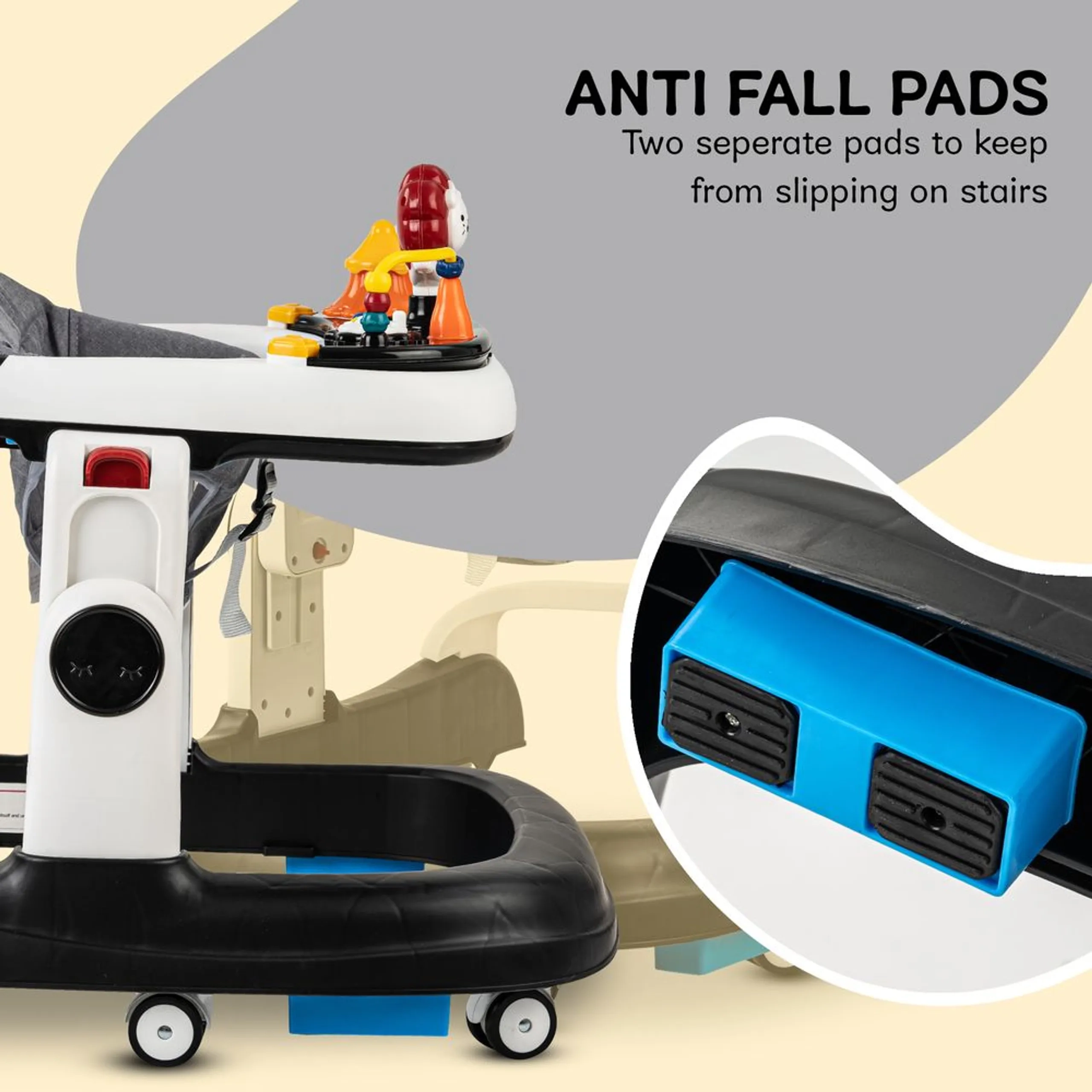 2-In-1 Push Baby Walker - Green 3-Height Adjustable