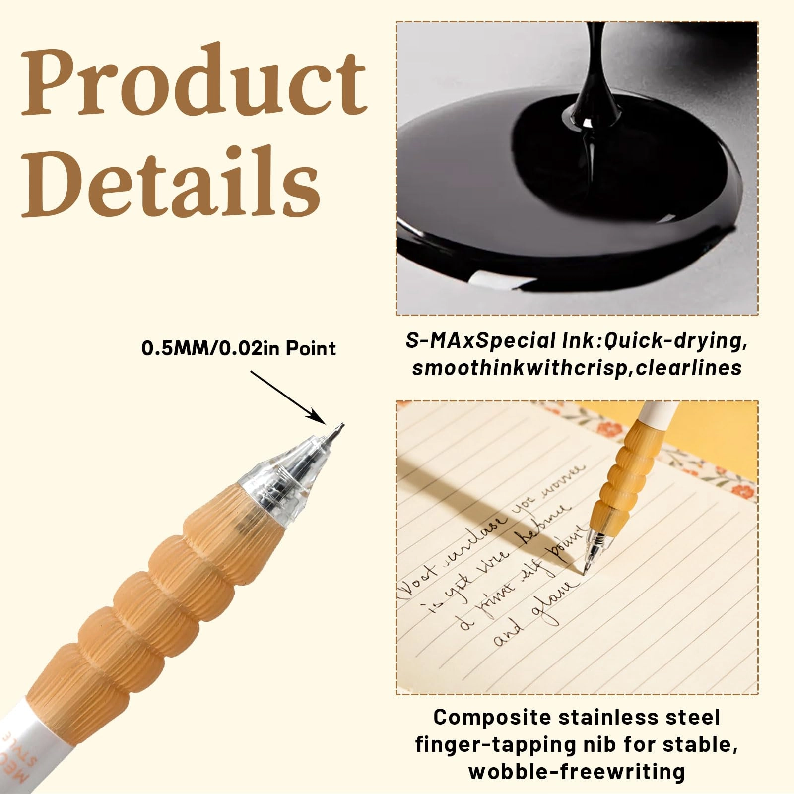 Retractable Gel Pens - 4 Pcs 0.5mm