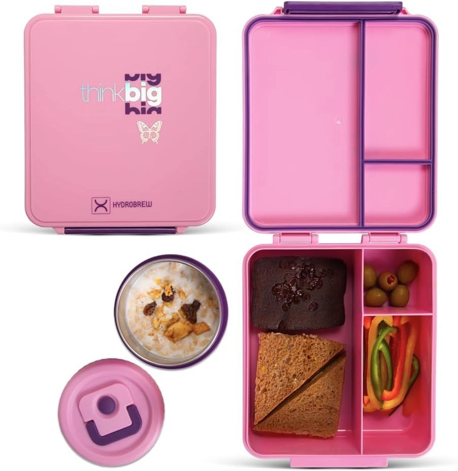 Bento Lunch Box With Steel Food Jar - Think Big Blush 1.74L