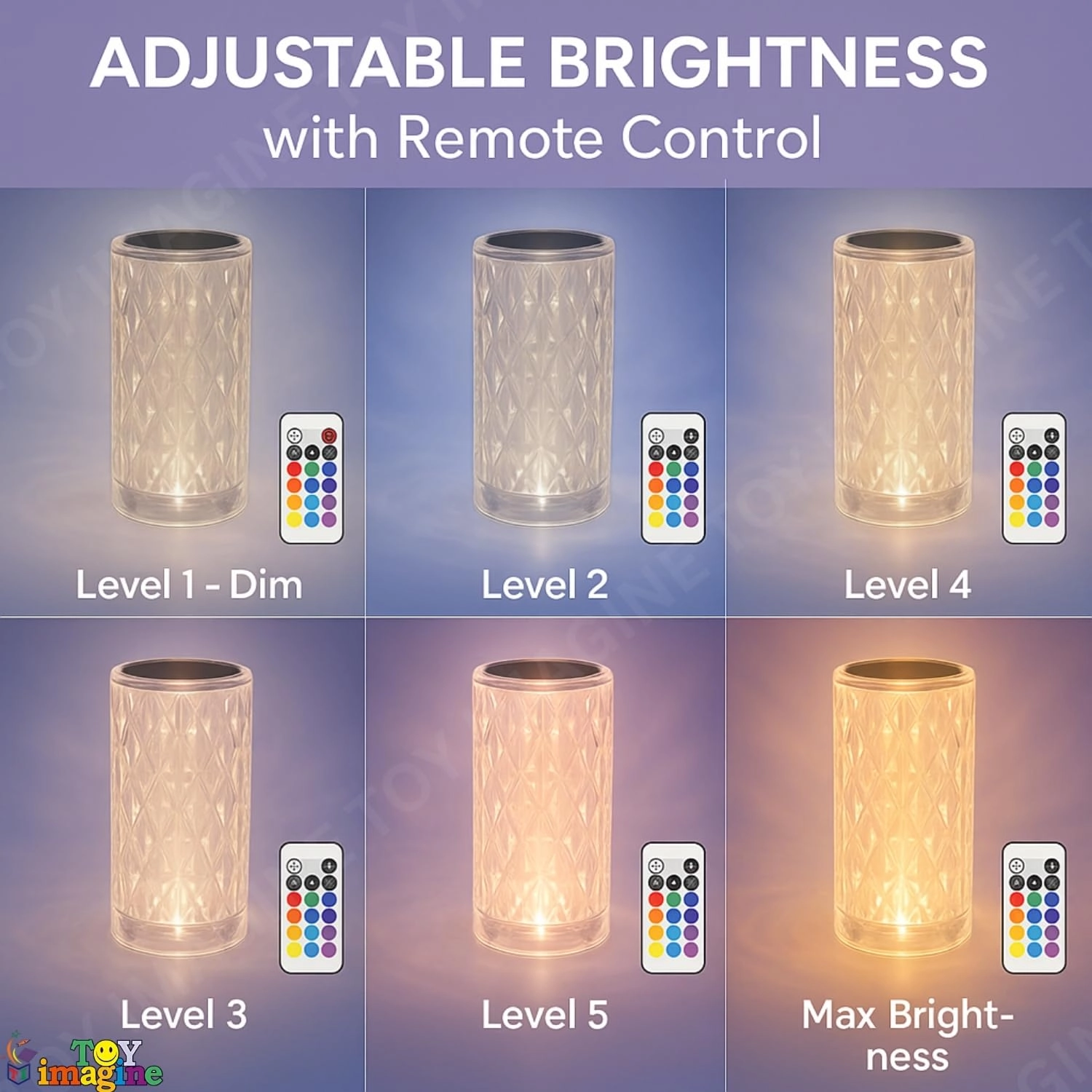 Crystal Diamond LED Table Lamp - 16 Color Changing Touch Remote USB Rechargeable