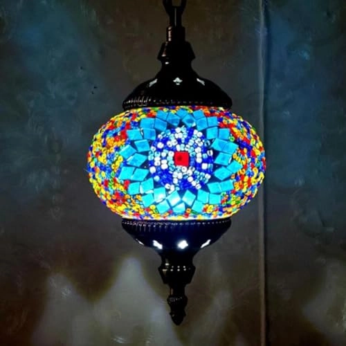 Moroccan Turkish Mosaic Pendant Ceiling Lamp - E27 13cm 80cm