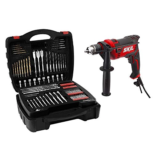 7.5 Amp 1/2-in Corded Hammer Drill - 100pc Drill Bit Set Variable Speed