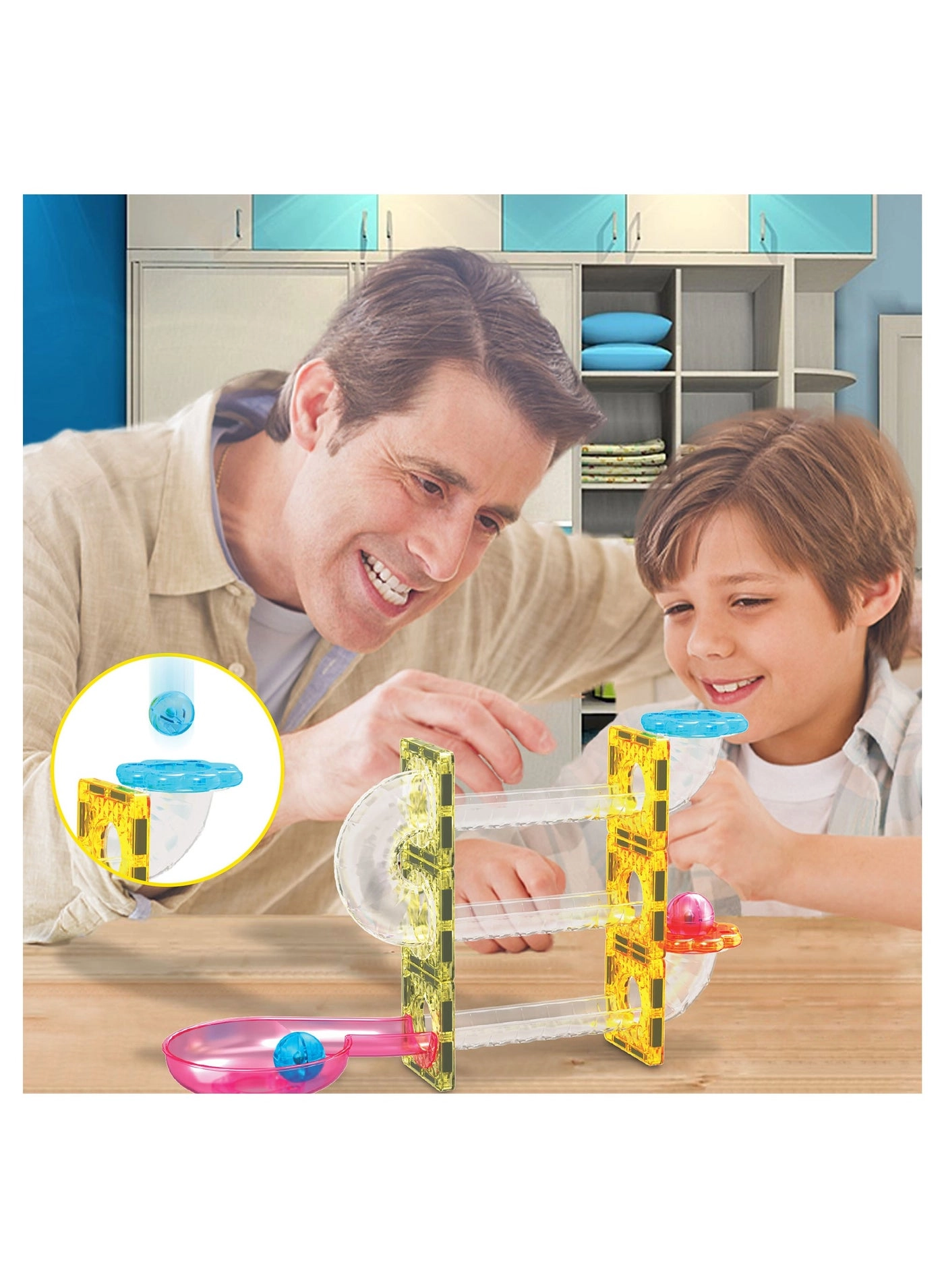 Magnetic Mini Diamond Marble Run Track Set - 45 pcs