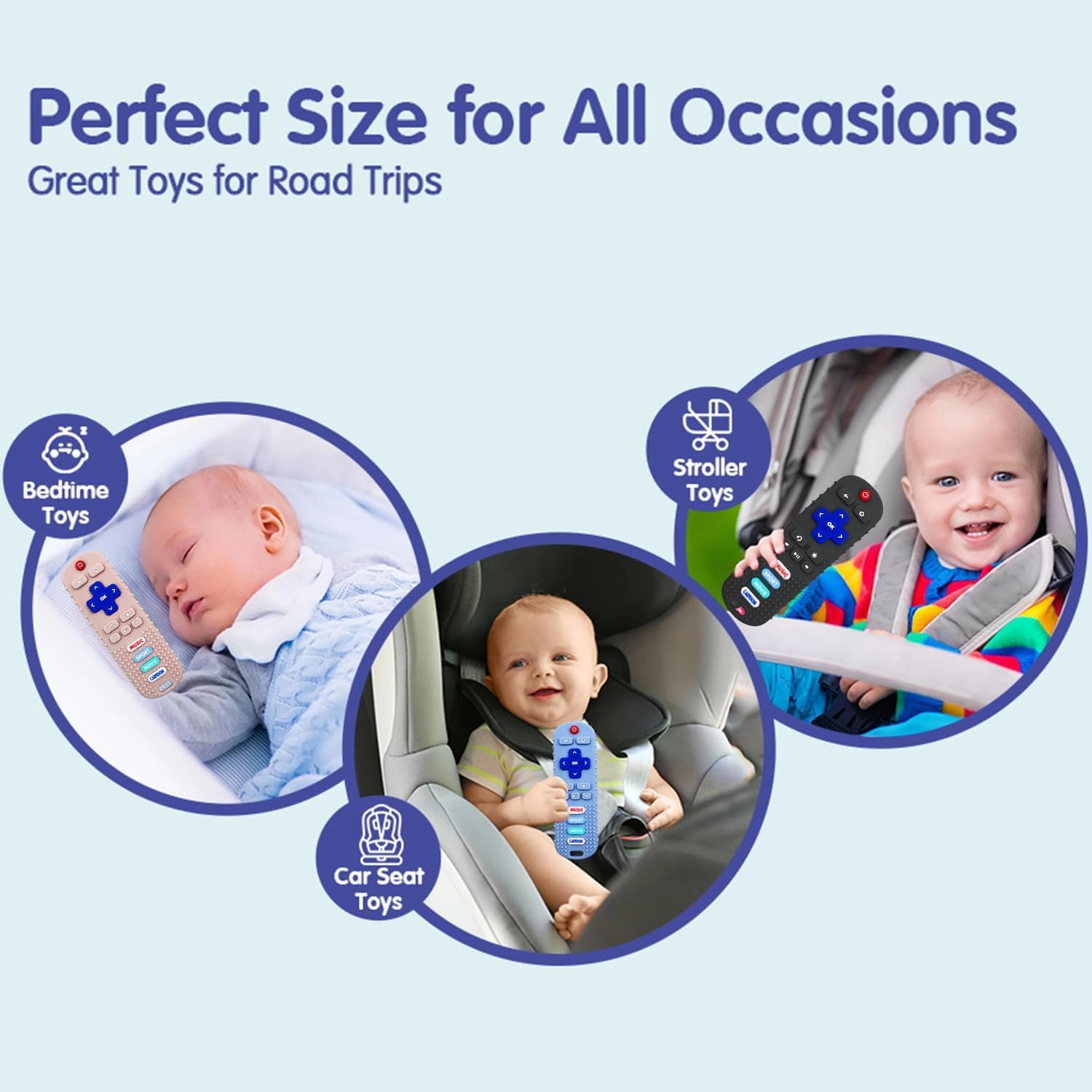3 Pack Remote Control Shape Teethers - Silicone