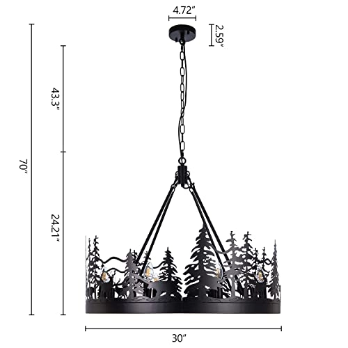 Wagon Wheel Chandelier - 30''W Matte Black