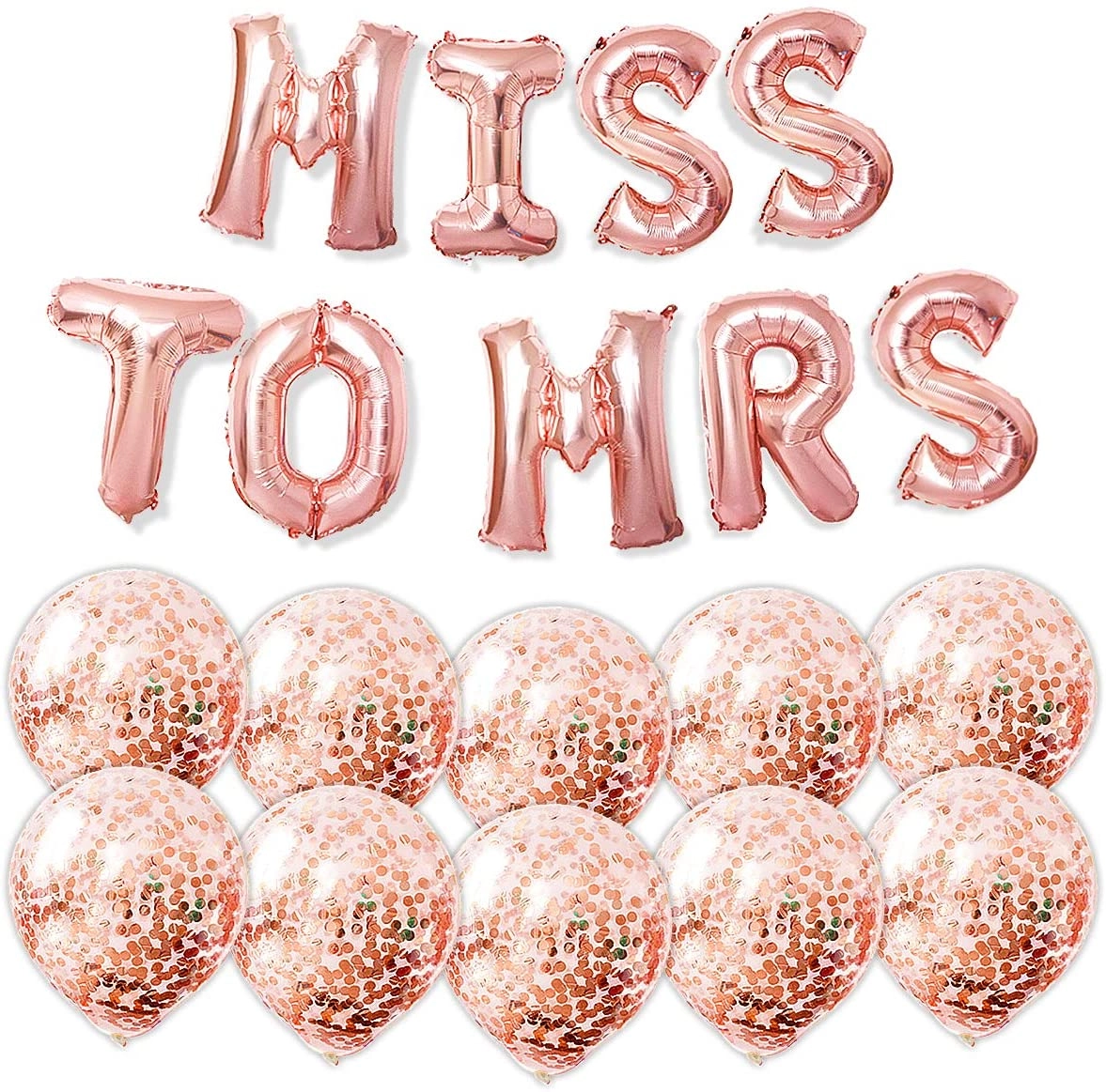 Party Time Trading LLC MISS TO MRS Bachelorette Party Balloons - 16" Foil Balloon & 10 Confetti Balloons