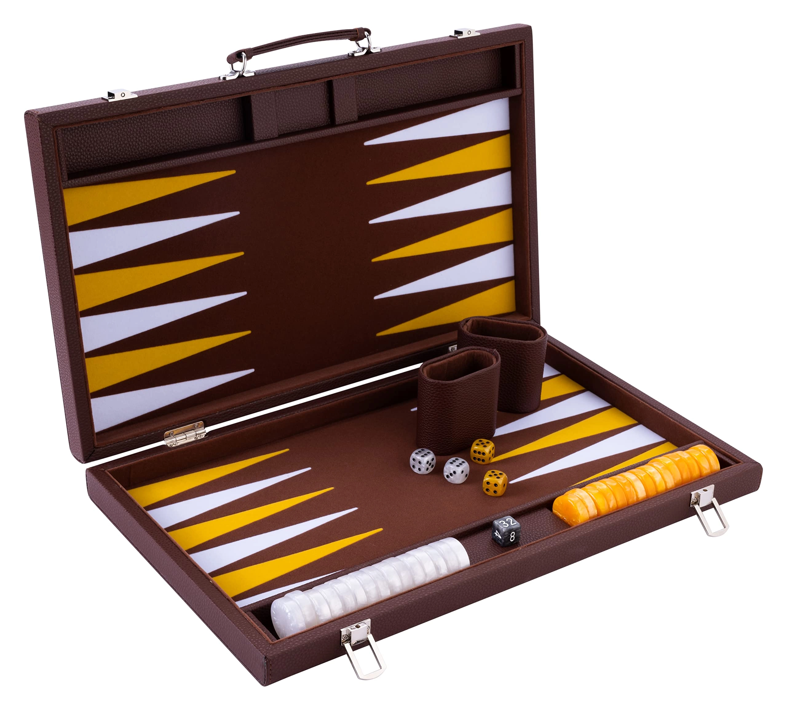 Engelhart Backgammon set - inlaid velvet leatherette exterior