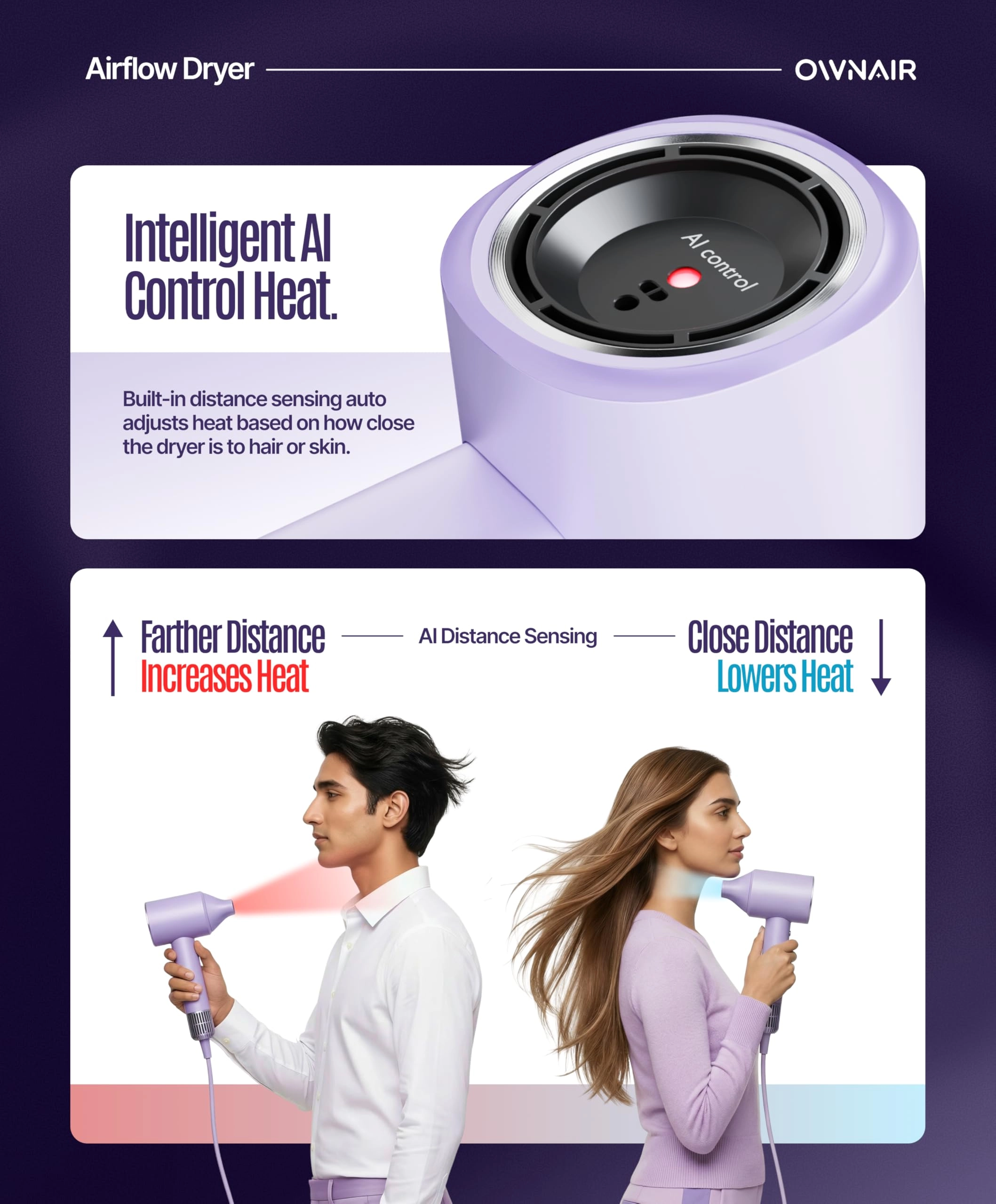 Air Flow Hair Dryer - AI High Speed 1100 Watts