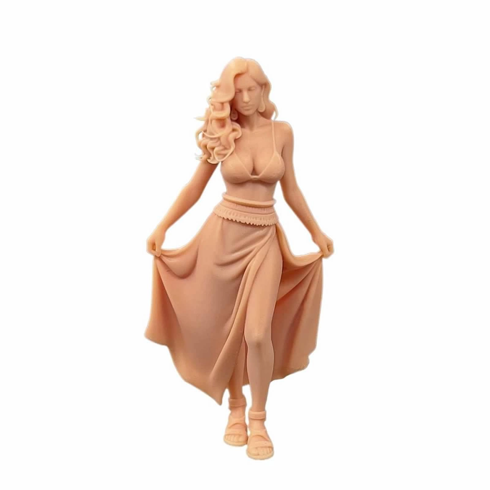 ZEDACAKAI Figurine Trendy Hat Woman Beach Bikini Girl Model Miniature Scene - 1/64
