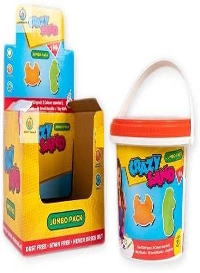 ARNIYAVALA Crazy Sand - 1 kg Play Set Big Bucket and Moulds