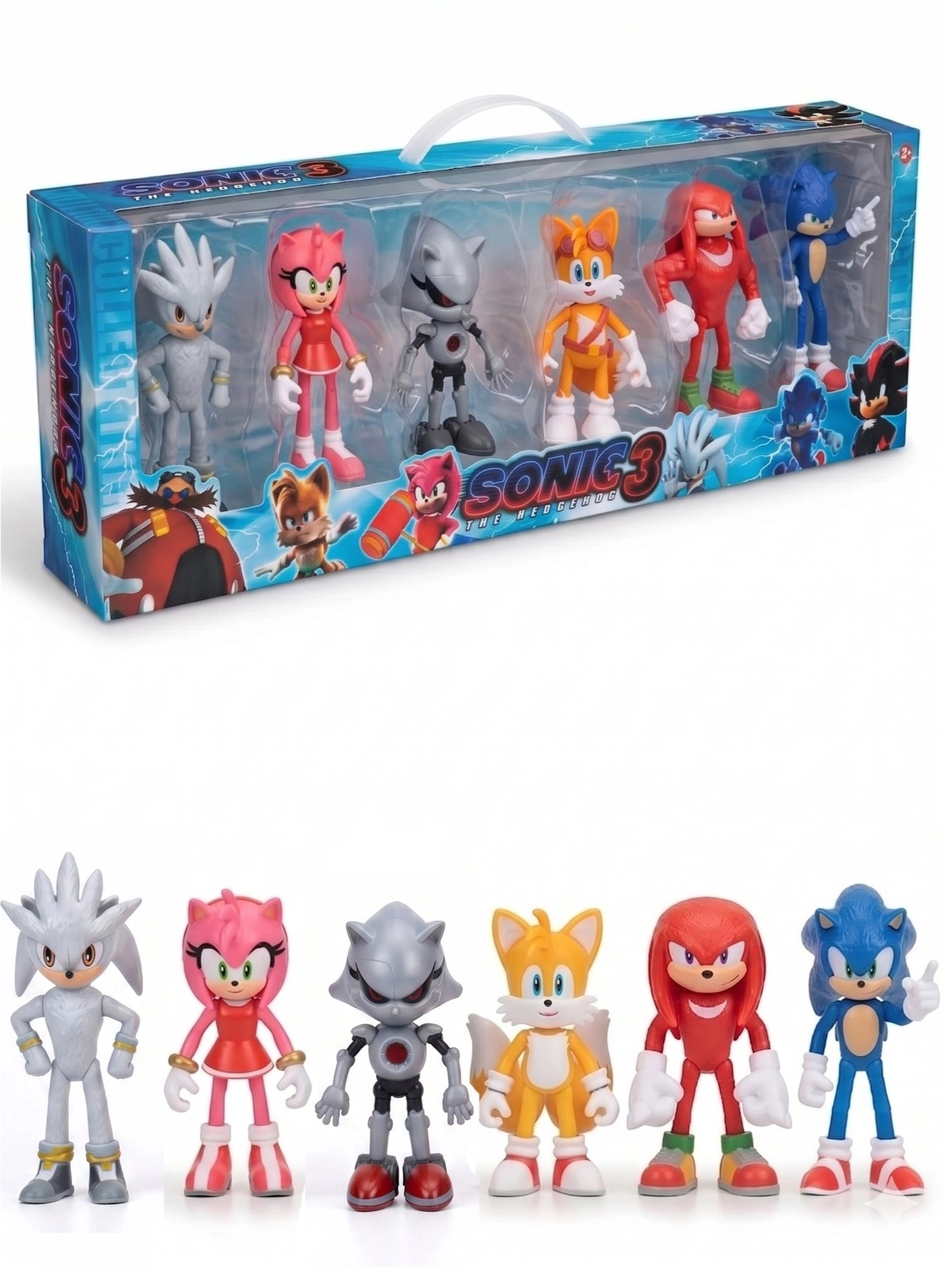Sonic + Silver + Amy Rose + Metal Sonic + Tails + Knuckles - Sonic - 3+ Years 6 pieces