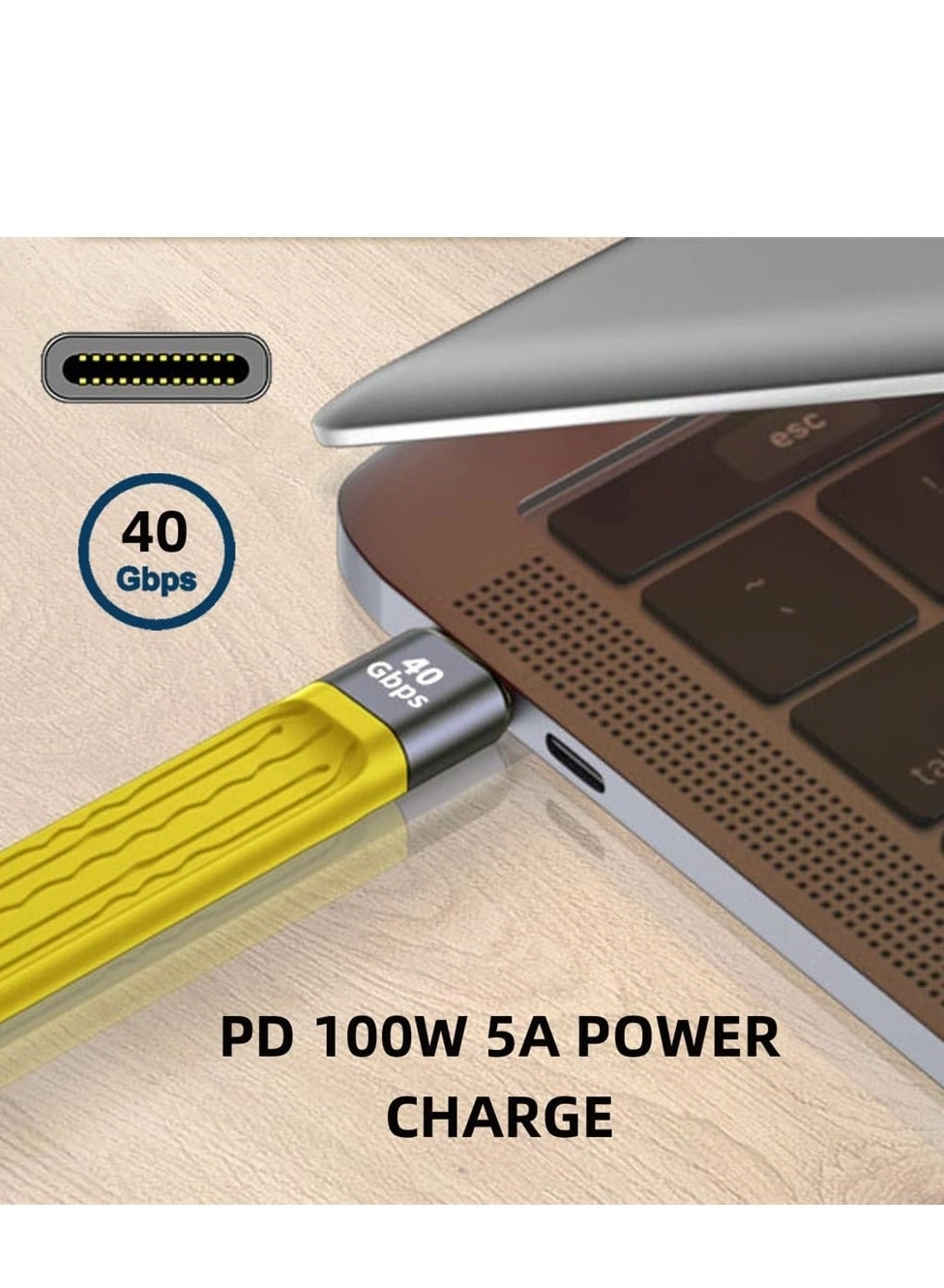 Charge Cable 100W USB-C to USB-C 0.1m Flat