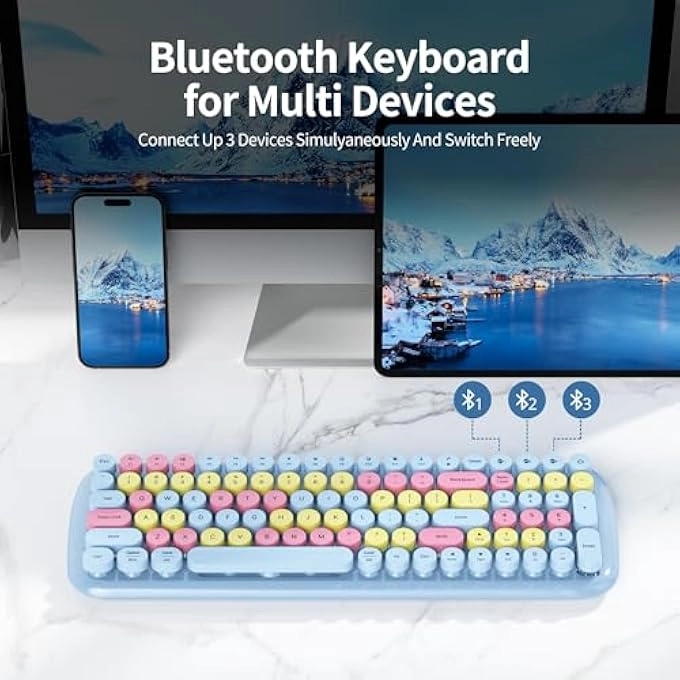 Ergonomic Wireless Rechargeable Bluetooth Keyboard - Wired/Wireless