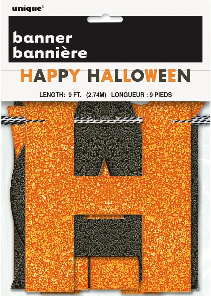 Happy Halloween Glitter Banner - 1pc