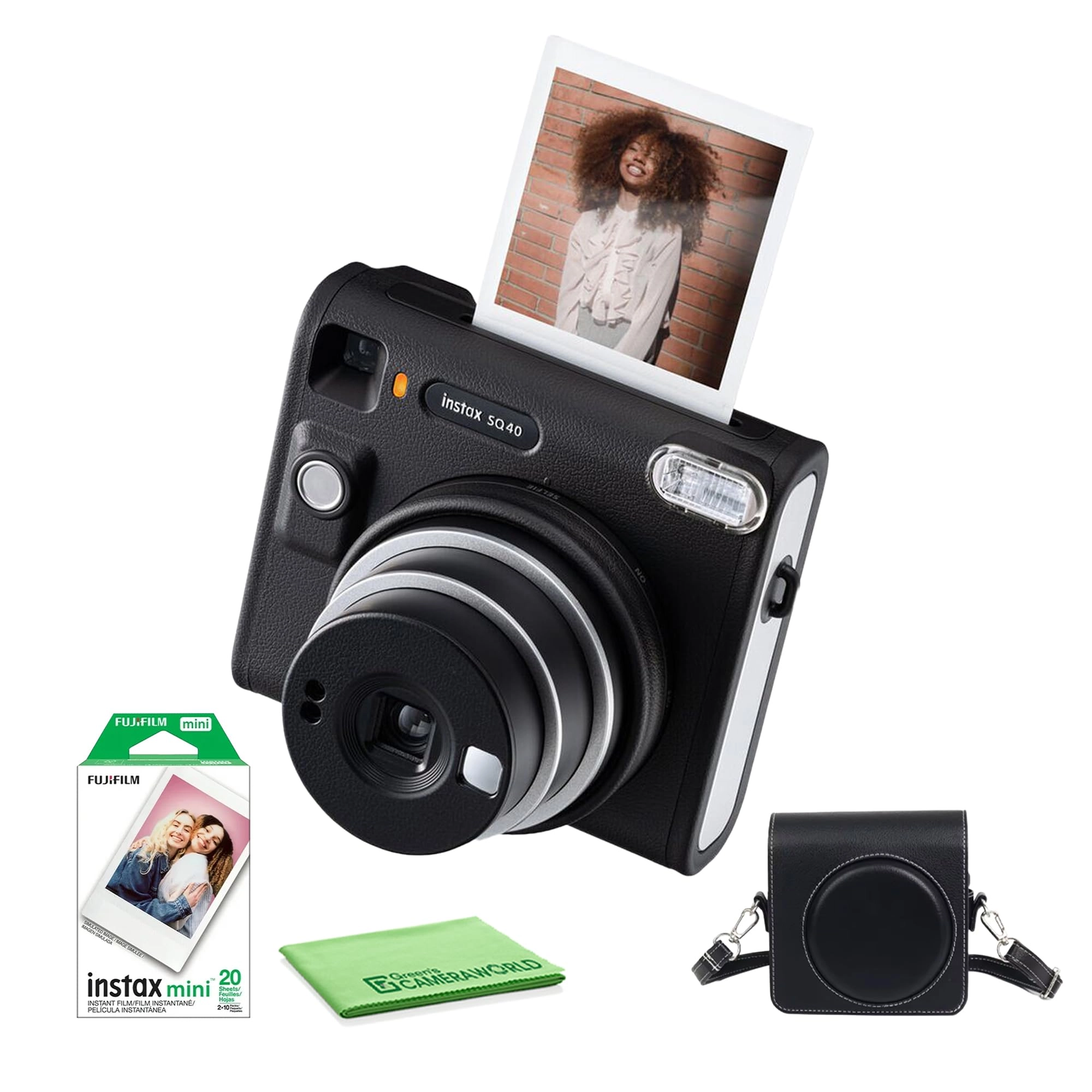 Instax Square SQ40 - Vintage Black + Instax Film Value Pack - 40 Sheets + Shutter Accessories - Photo Album 80 Pockets