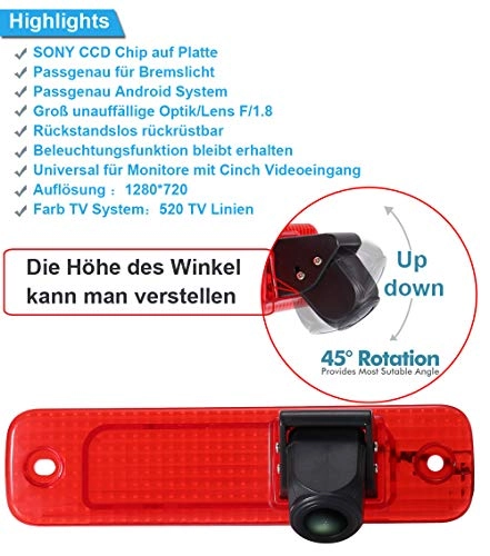 Brake Light Camera - 1280 x 720px Night vision + LCD Monitor - 4.3 Inches