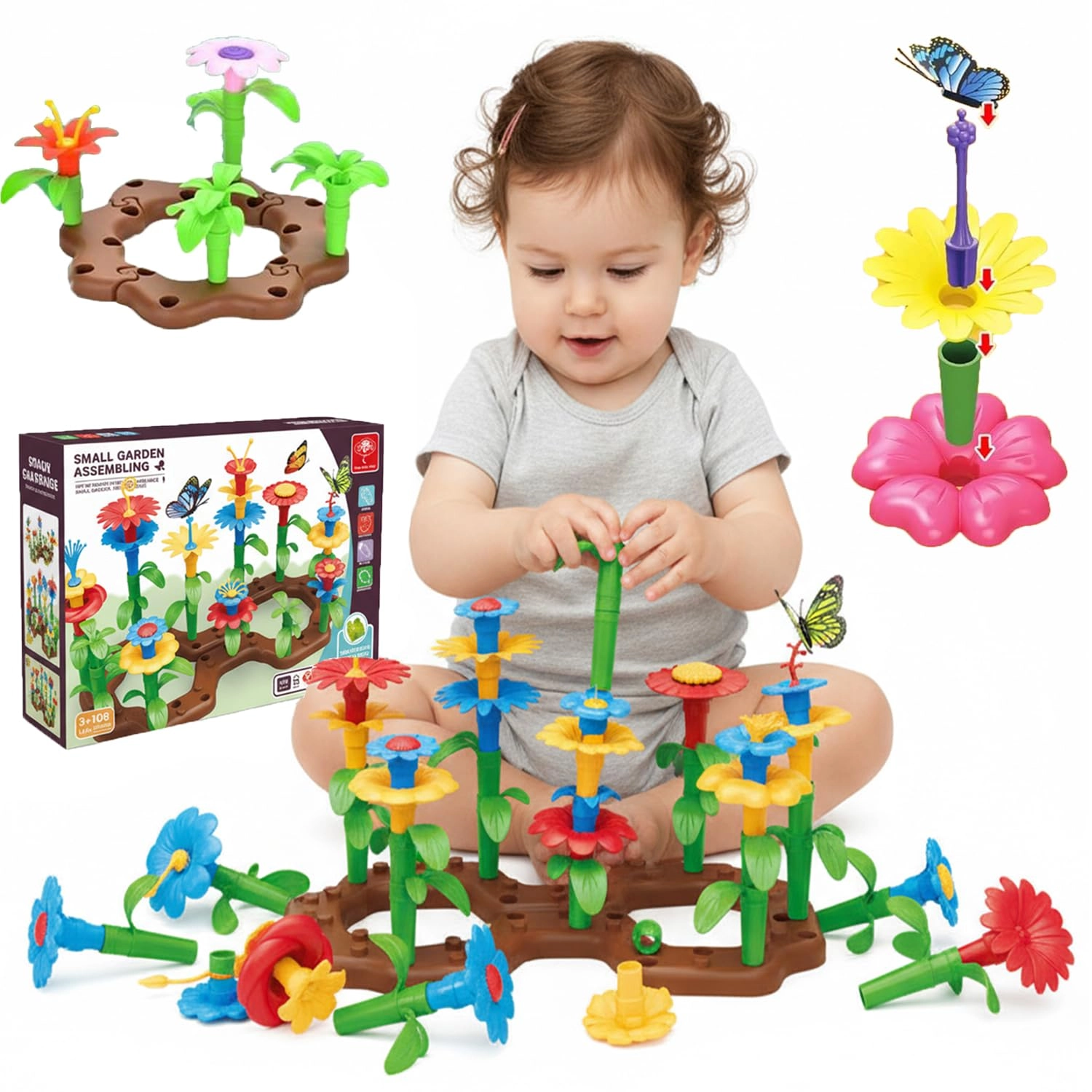AMERTEER Flower Garden Building Toy Set - STEM Spinning Parts