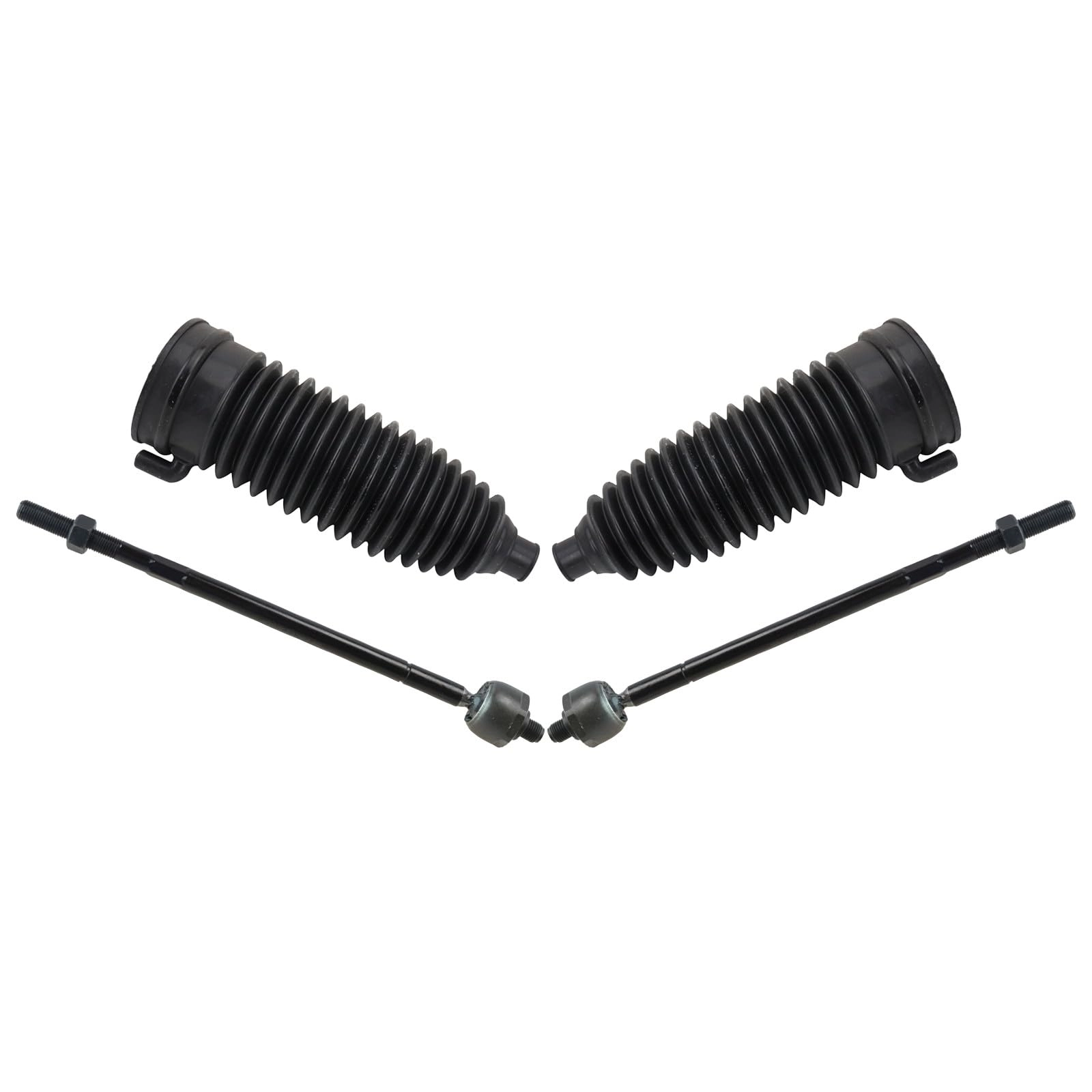 TRQ PSA74635 - 4 Piece Steering Kit Front Inner Tie Rods Steering Rack & Pinion Bellows