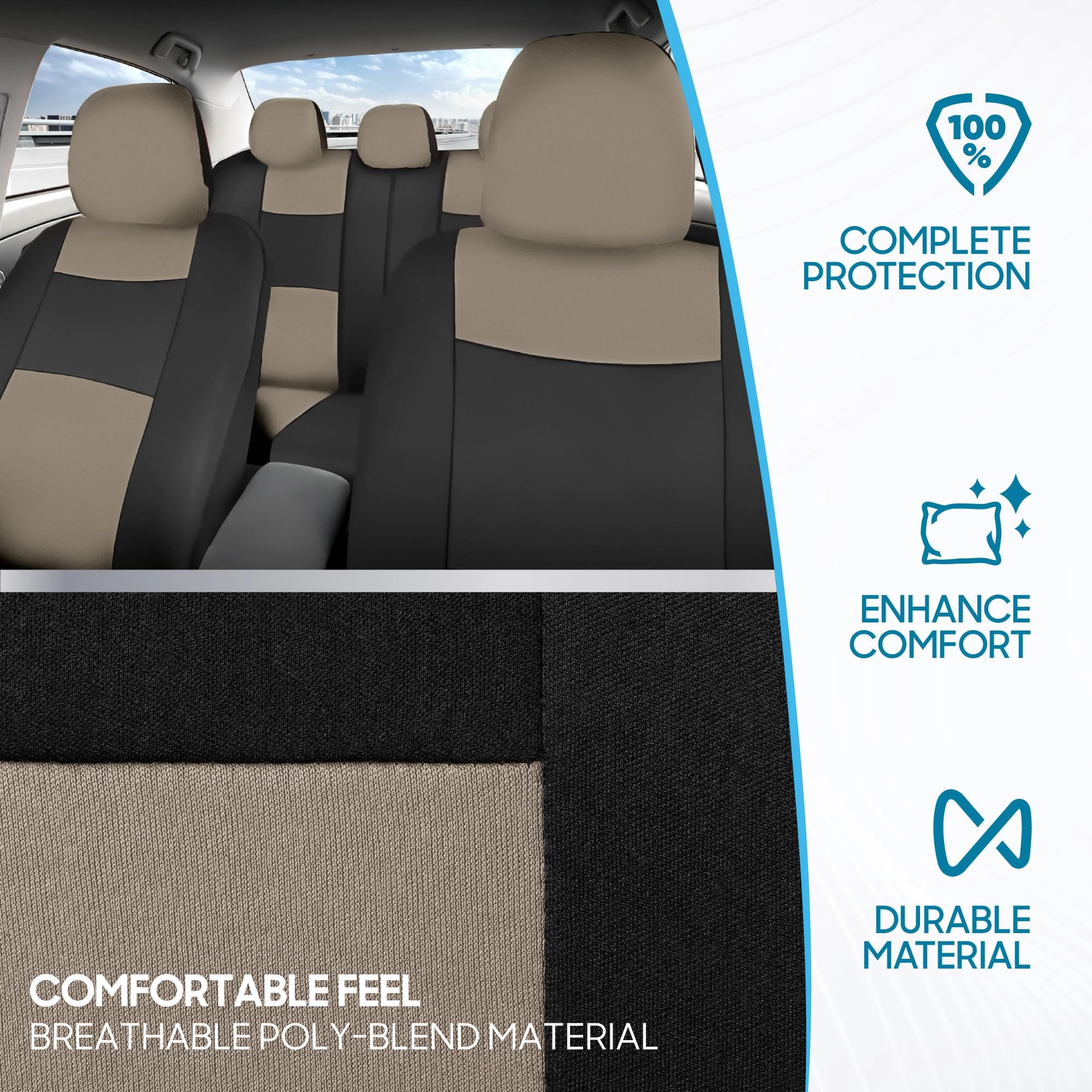 PolyPro Car Seat Covers - Solid Beige Universal Fit