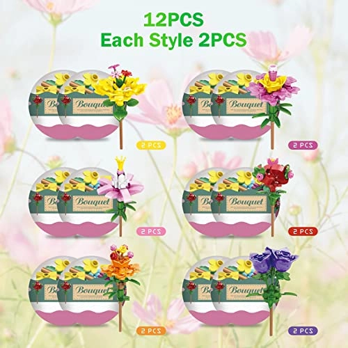 Flowers Basket Stuffers Building Blocks - 12 pcs Packs