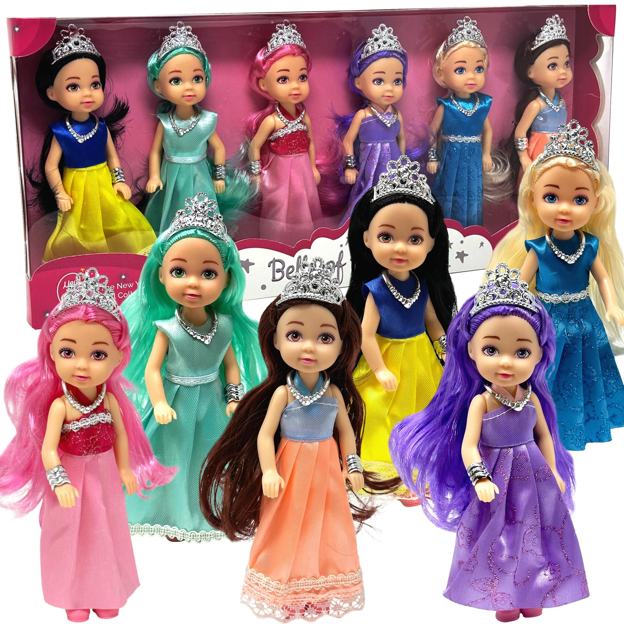 The New York Doll Collection Belle of the Ball Princess Dolls - 6pc 5.5" Caucasian Ages 3+