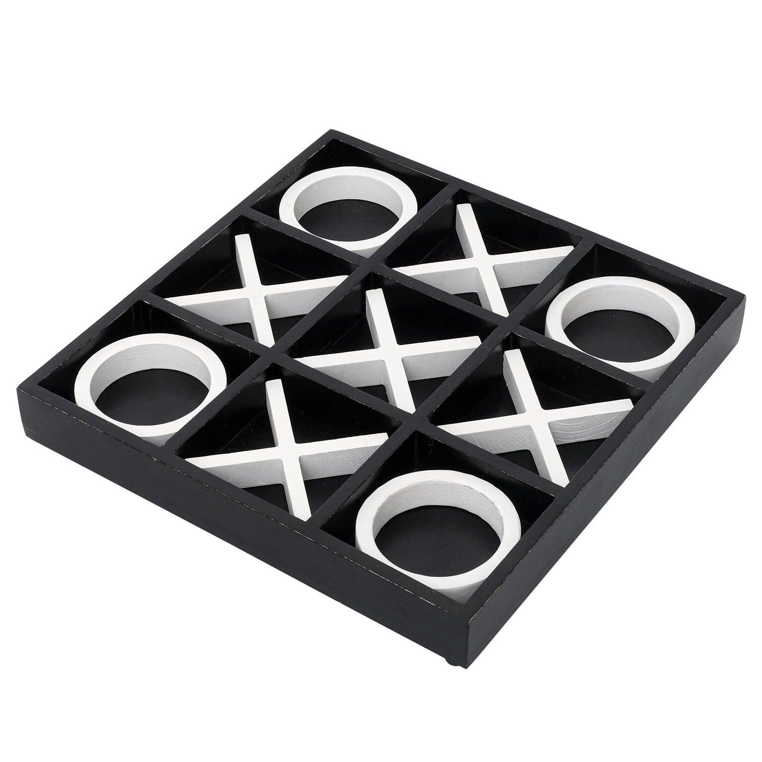 FUIN Tic Tac Toe Decorative Board Game Set - 12" x 12" Black and White