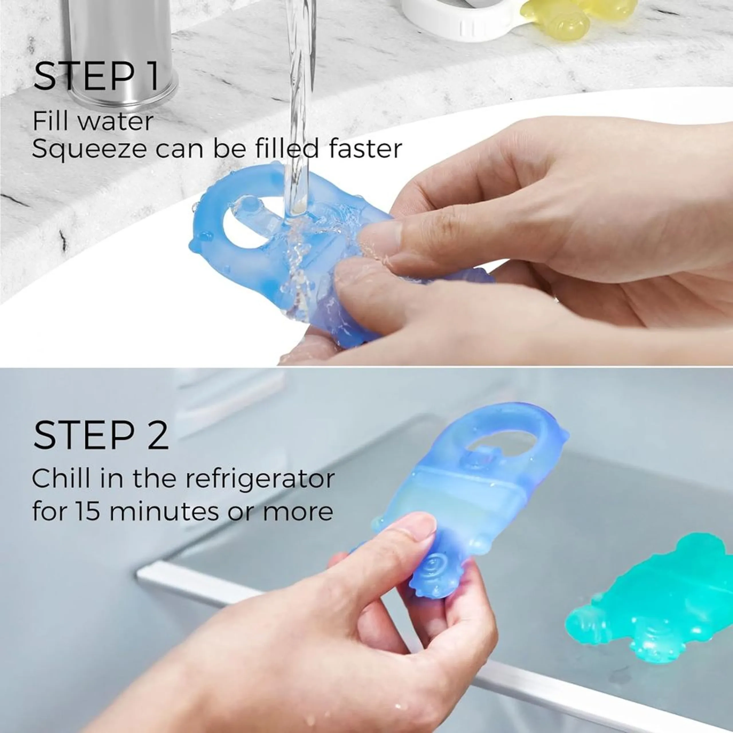 Water-Fillable Icy Teethers - BPA-free silicone