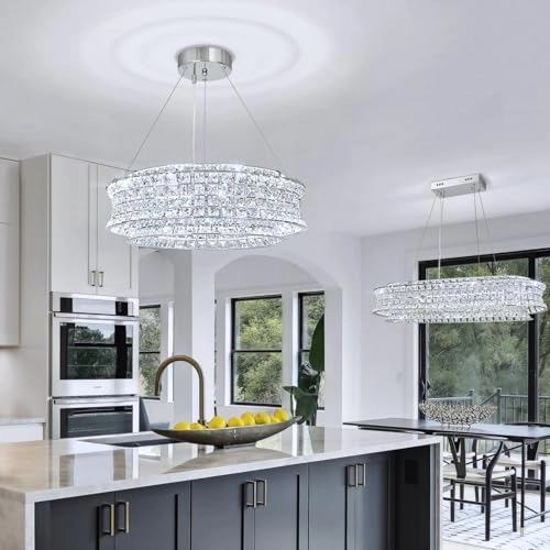 Modern Crystal Chandelier - 3000K 4000K 6000K 3-level dimming