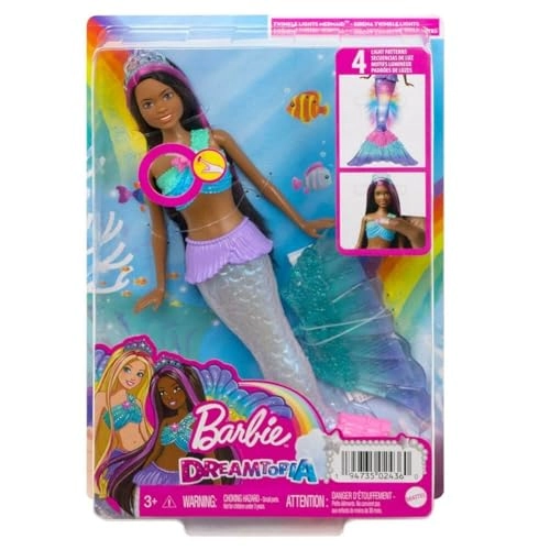 Dreamtopia Twinkle Lights Mermaid Doll - Water-Activated Twinkle Light-Up Tail Purple-Streaked Hair Ages 3+