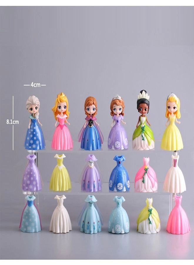 Princess Dolls and Dresses Set - 18 Pieces Multicolor Ages 1+