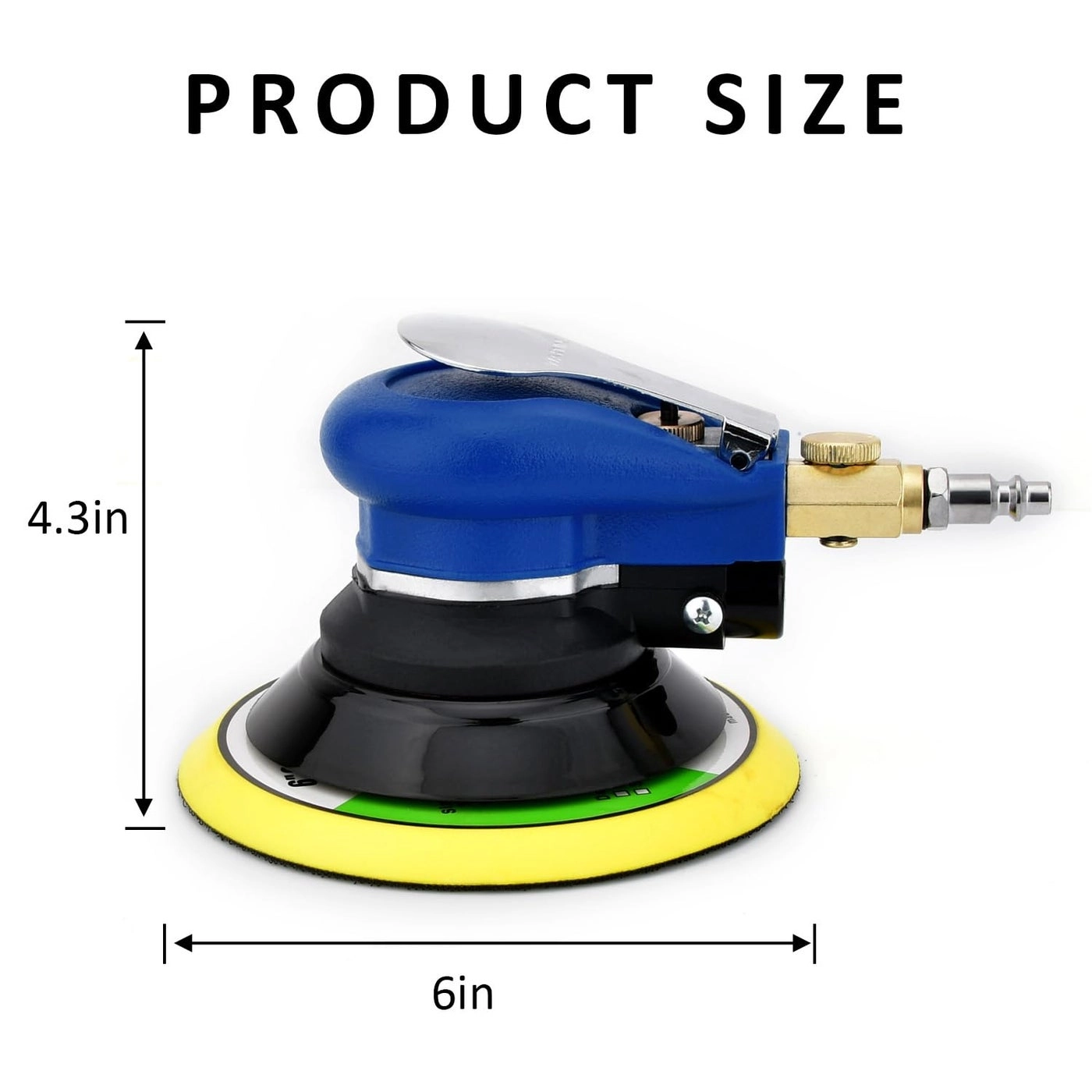 Pneumatic Air Random Orbital Sander - 6" Heavy Duty