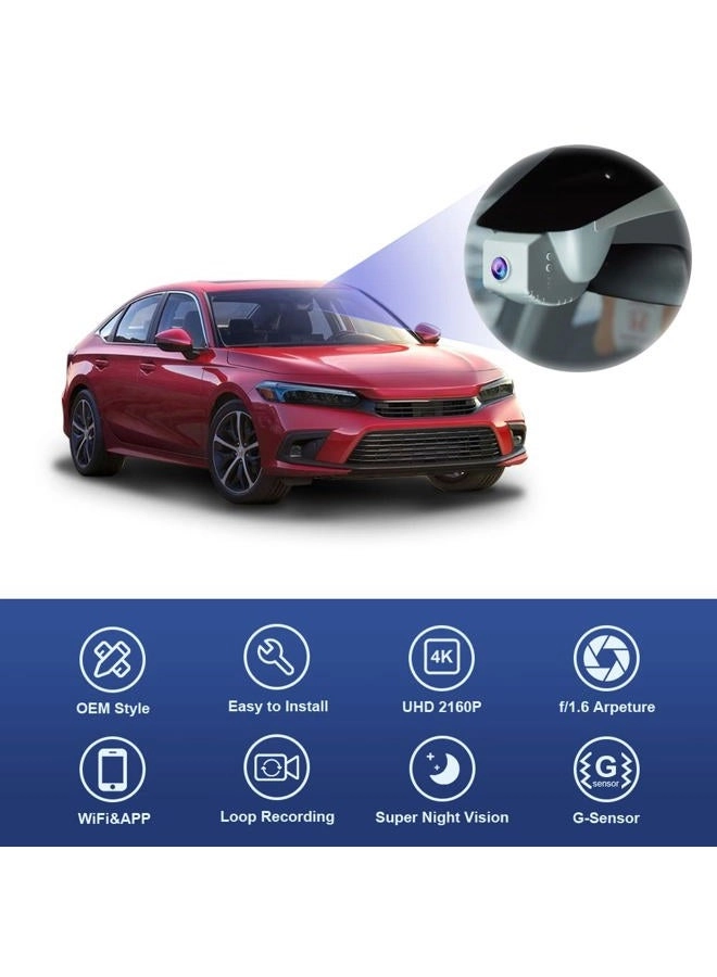 Dash Cam - 4K 30FPS for Honda Civic 2022-2025