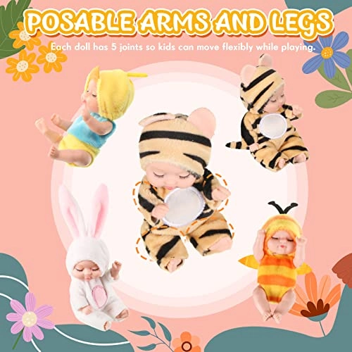 Reborn Baby Doll - 4 Inch Animal Clothes 4 Pcs Bundle