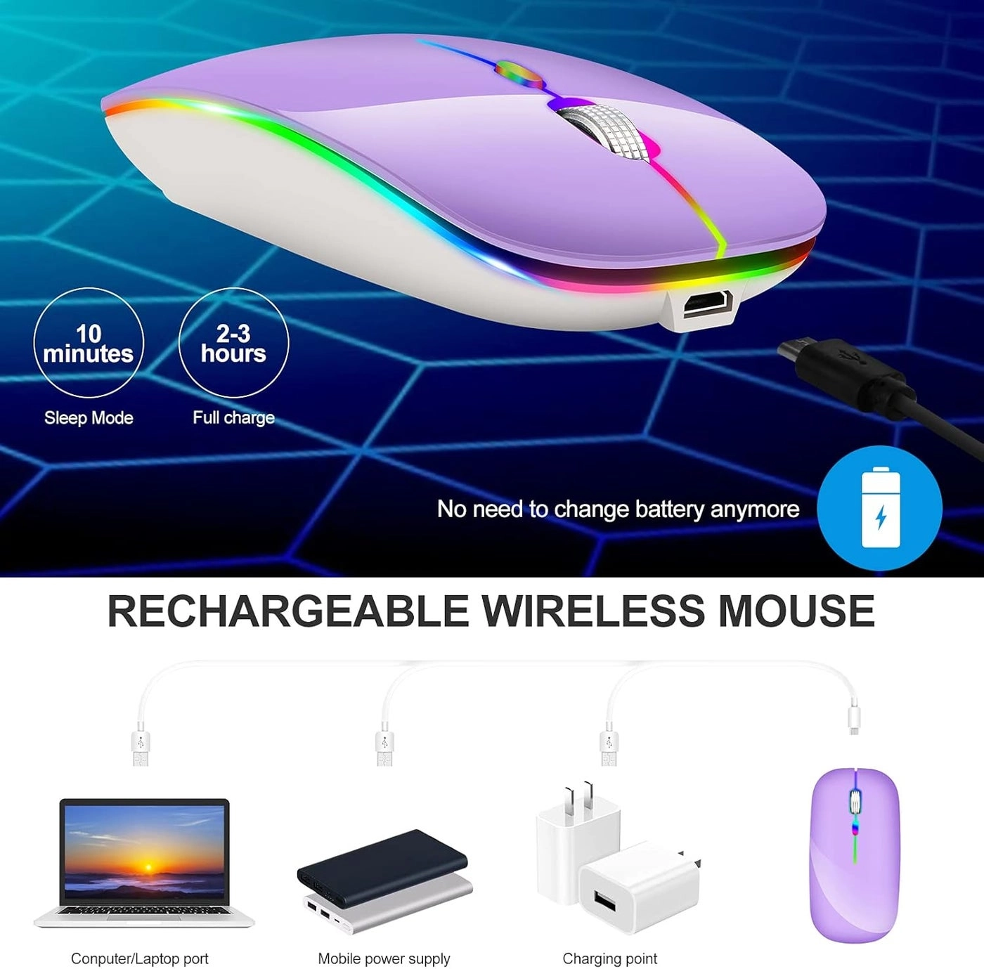 LED Rechargeable Mouse - Bluetooth