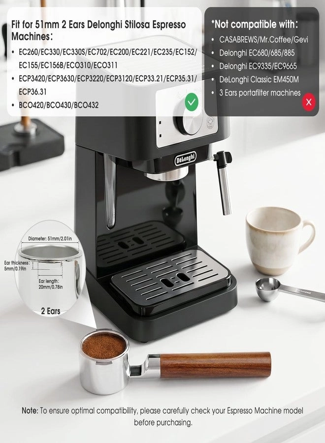 Lay-Flat Bottomless Portafilter - 51mm Stainless Steel