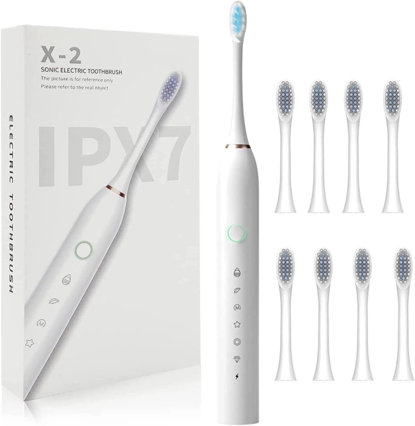 Aputue Sonic Electric Toothbrush - 6 Cleaning Modes IPX7 8 Brush Heads