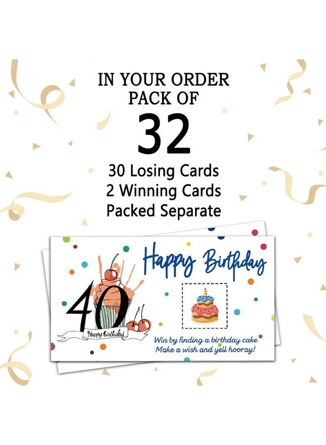 Colorful 40th Birthday Party Game Scratch Off Cards - English 32 PCS