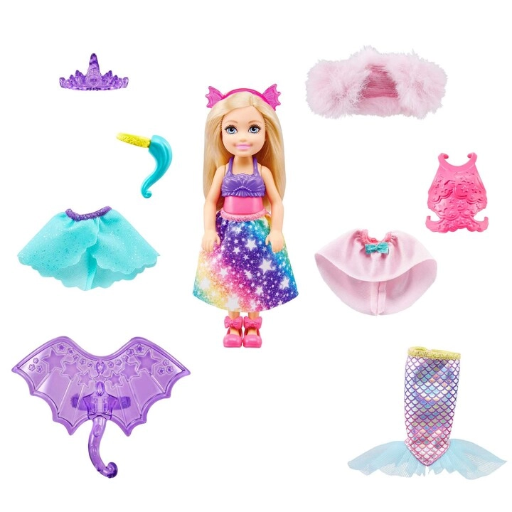 Barbie Chelsea Doll - Dreamtopia Dress-Up Set 12 Fantasy Fashions & Accessories Ages 3+