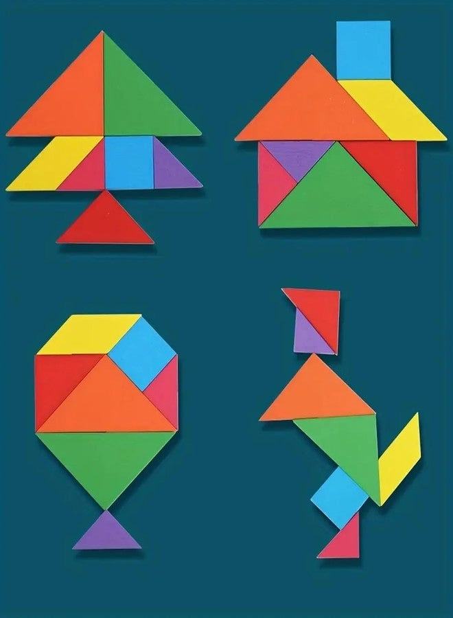 Wooden Children's Colorful Square Tangram Game