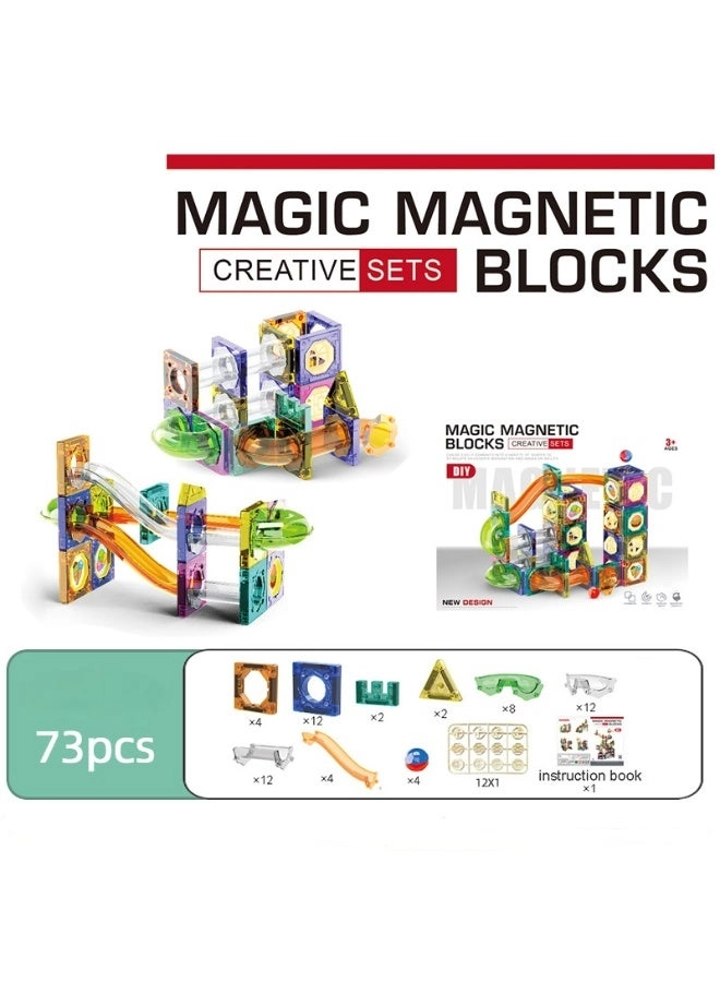 JAYATO Magnetic Slide Building Blocks - Approximately 73 pcs