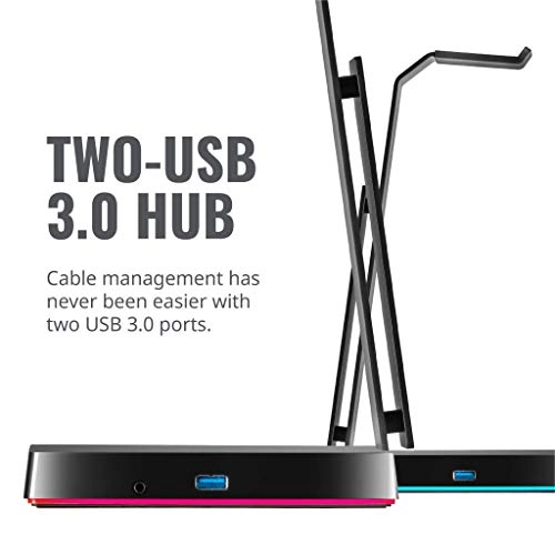 Headset Stand for Headphones - Qi Wireless Charging USB 3.0 7.1 Surround Sound